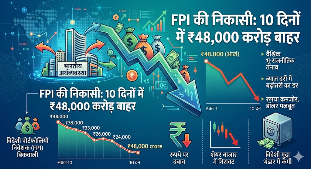 FPI की निकासी: 10 दिनों में ₹48,000 करोड़ बाहर