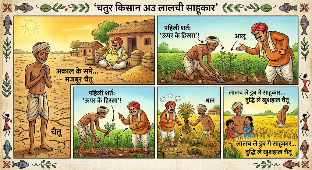 चतुर किसान अउ लालची साहूकार